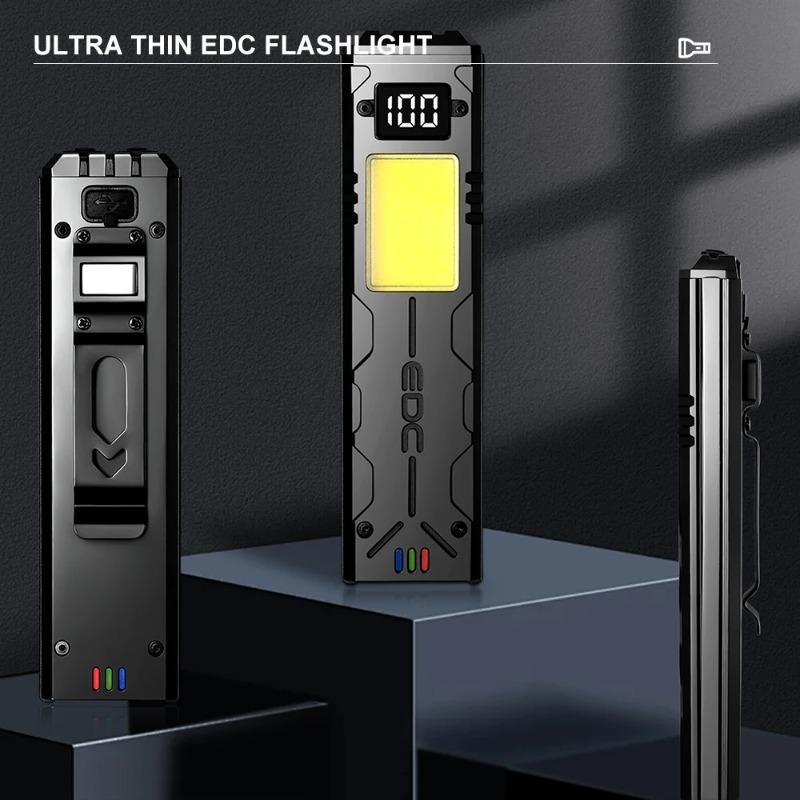 Super Bright Flashlight USB Rechargeable LED+COB Floodlight Magnetic Back Clip Portable Workamp LED Flashlight