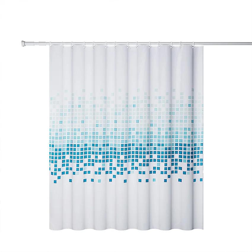 

Blue Mosaic Polyester Curtain Waterproof Shower Curtain Suitable For Bathroom Bathtub Shower Curtain W60H190(CM)-1 Pcs