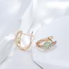 Rose Gold Color Earrings For Women Shiny Square Green Natural Zircon Vintage Earrings Fine Daily Jewelry Gifts
