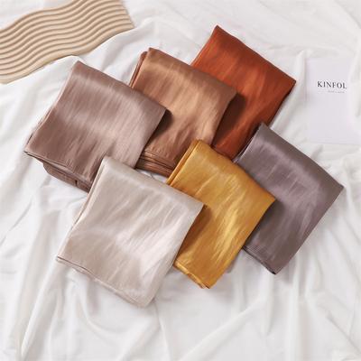 Premium Satin Crinkle Hijab Schal Einfarbig Muslimische Frauen Hijabs Atmungsaktiv Islam Frauen Turban Plissierter Schal Ramadan