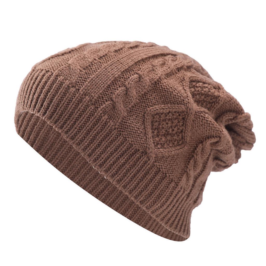 New Single layer Pleated Pile Pullover Hat for Men and Women Knitted Autumn and Winter Rhombus Ear Protection Warm Woolen Hat