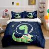 Space dinosaur with starry background Pattern Duvet Cover Set Digital Print Polyester Bedding with Zipper Closur for kids gift