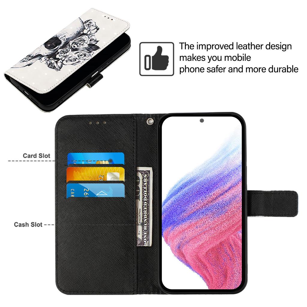 For Samsung Galaxy S24 FE Leather Case Pattern Printing Wallet Stand Mobile Cover with Strap