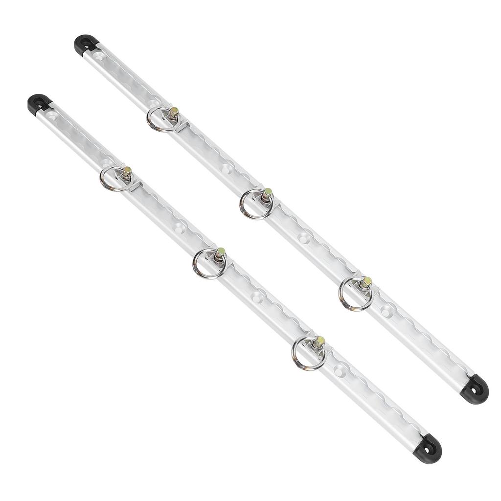 Pair of 23.6in Aluminium L Tracks with 6pcs Single Stud Fitting Round Ring for Truck Beds Trailers Cargo Tie Down