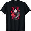 Cyberpunk Retro Modern Art Red Cyber Fox Abstract Graffiti T-Shirt