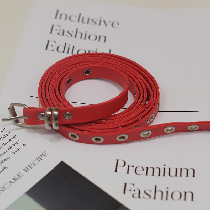 The new retro spicy punk thin double-layer belt with - design without holes