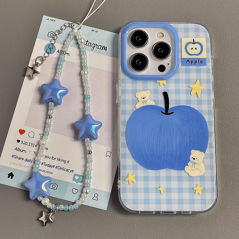Blue Apple Bear Applicable Apple 16pro Mobile Phone Case New IPhone15promax Cartoon 13 Personality 17