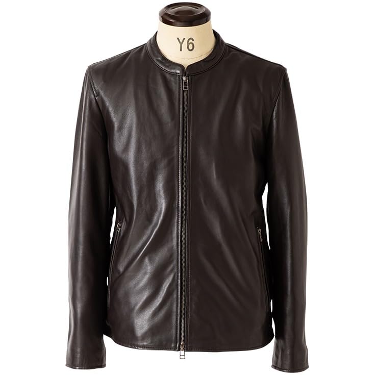 LIUGOO Genuine Leather Single Rider Jacket LIUGOO SRS12B S Size Dark Brown Men's