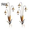 Outdoor Courtyard Decor Calla Lily Garden Stake with Bells, 24 Inch Metal Triple Flower Wind Chime, Weather-resistant Weatherproof Iron Ornament