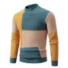 Winter Men's Half High Collar Contrasting Pullover Sweater Knit Casual Top