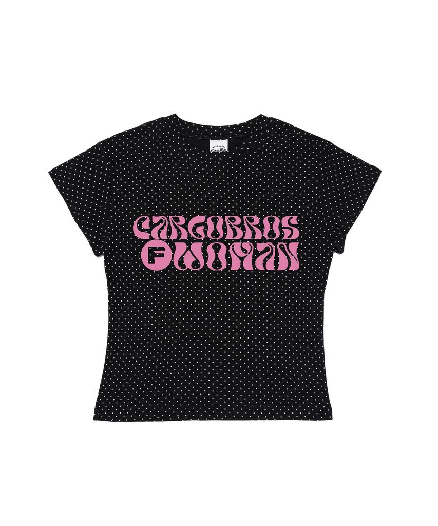 CARGOBROS FOR WOMAN Dot Pattern Short Sleeve T-Shirt (Black)