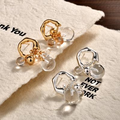 Vintage Crystal Ball Stud Earrings, Elegant Fashion Bubble Drop Earrings