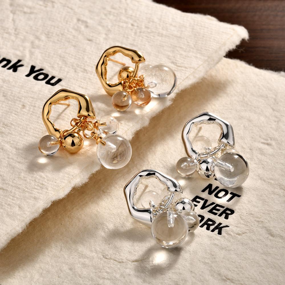 

Vintage Crystal Ball Stud Earrings, Elegant Fashion Bubble Drop Earrings