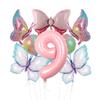 Blue Pink Butterfly Aluminum Film Balloon 32 Inch Digital Set Pink Bow Children'S Party Balloon Decoration