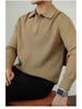 Men's Heavyweight Wool Seagull Collar Sweater - Thick Warm Business Pullover for Autumn/Winter.