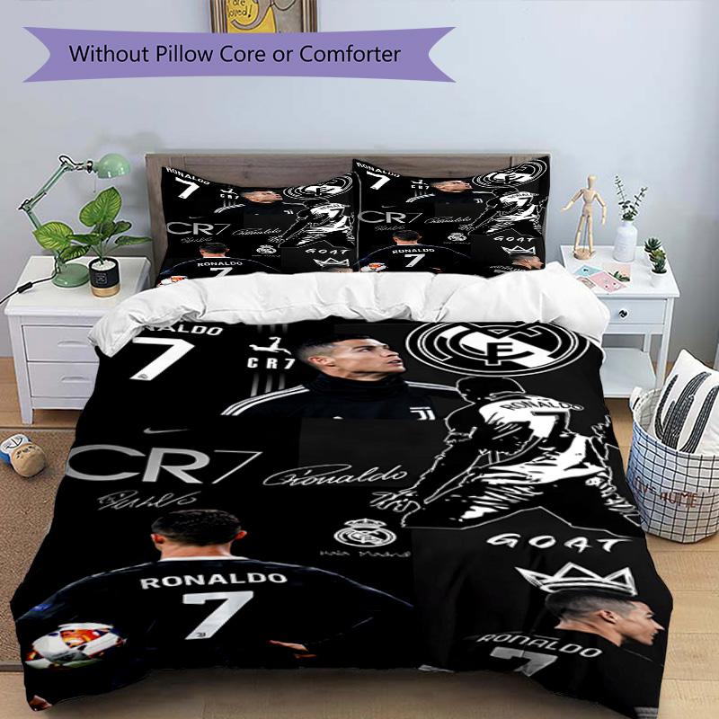 Ronaldo's Cristiano Ronaldo's Journey Bedding Set, Breathable Duvet Cover with Pillowcases, Soft Bed Linen for Bedroom Home Decoration, Perfect Festiv