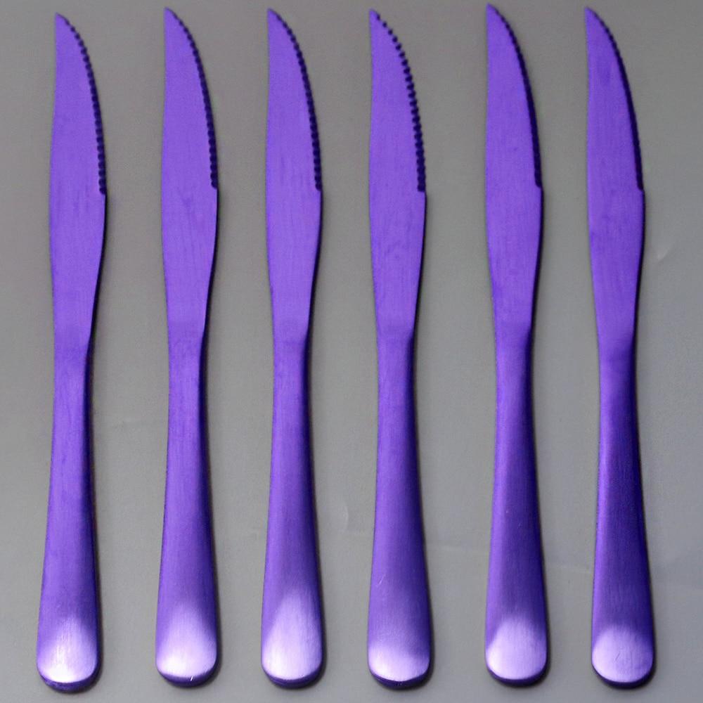 6Pcs Flatware Wenstern Steak Knife Cutlery Set 18/10 Stainless Steel Dinnerware Set Knife Kitchen Dinner Set