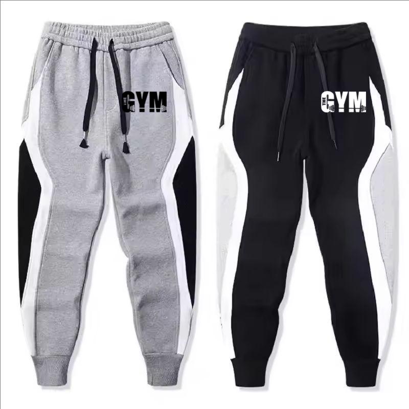 Herenmode Print Casual Broek Heren Outdoor Trekkoord Sport Loszittende Jogging Patchwork Hardlooptraining Fleece Joggingbroek