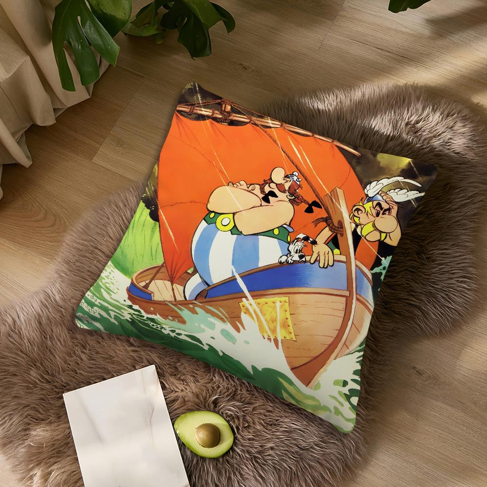 Cartoon A-Asterix And O-Obelix Adventure Comic For Bedroom Car Coffee Shop Room Soft and Living Room Sofa Decorative Pillow Case
