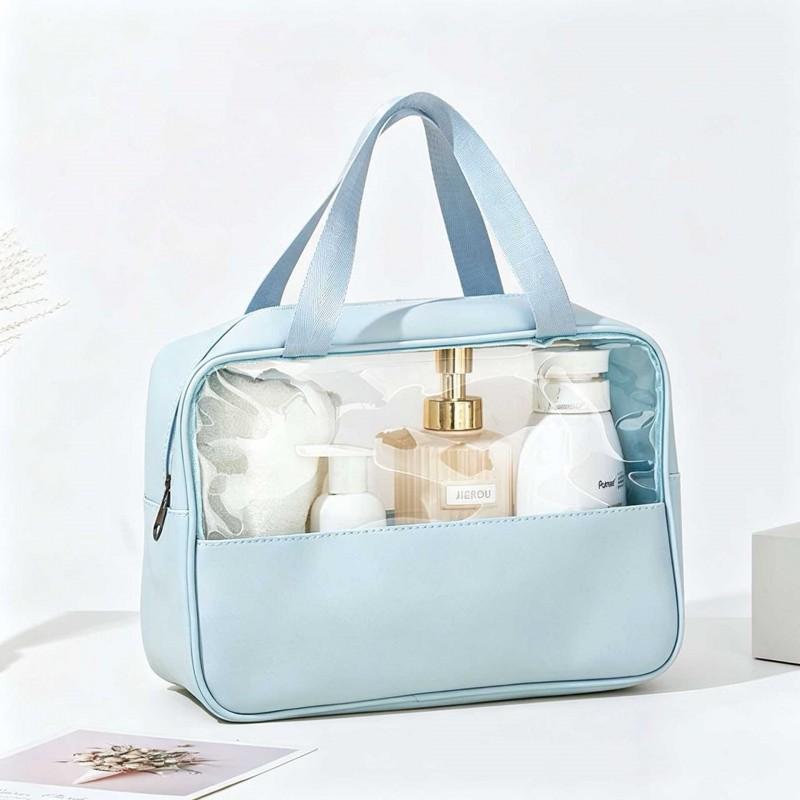 3-Piece Makeup Bag Set Large Capacity Waterproof PU Travel Organizer Transparent Design