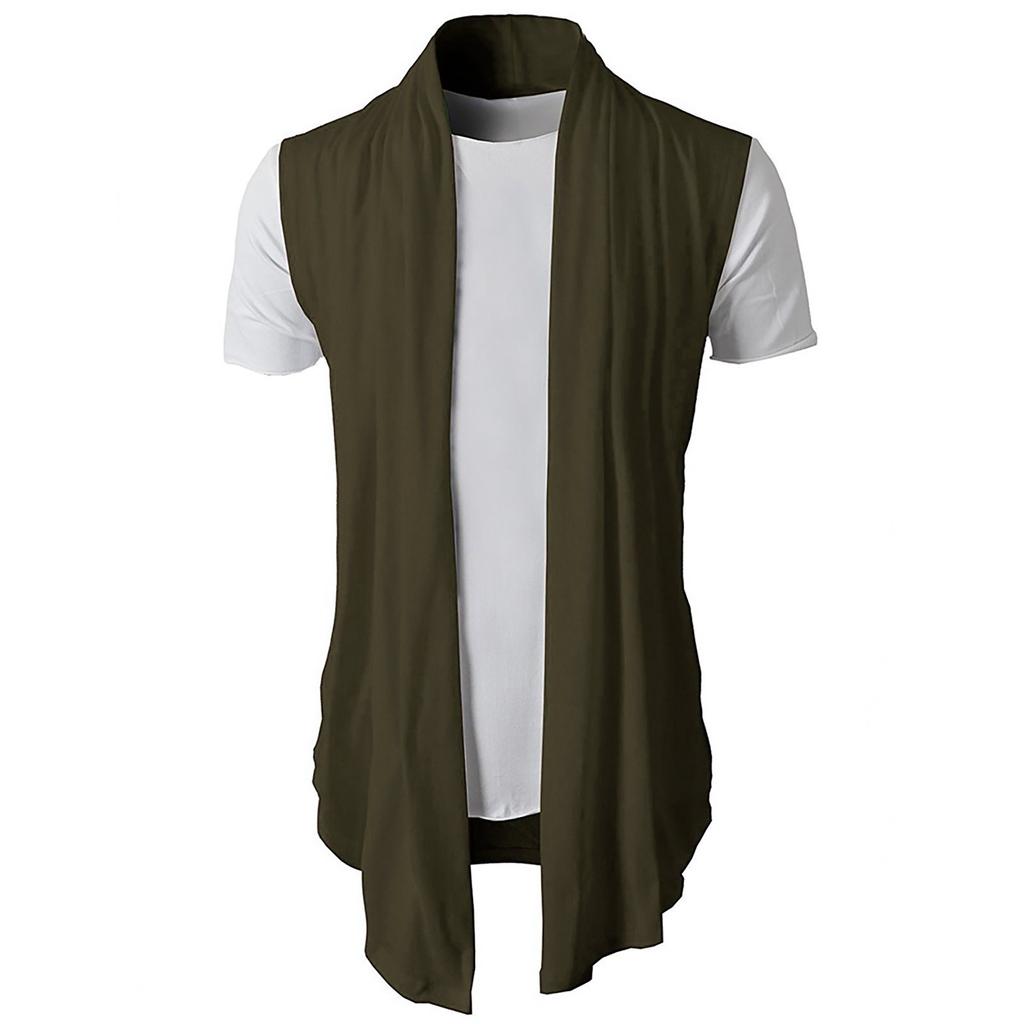 Cardigan masculino sem mangas camiseta casual slim fit camisas formais