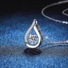 Trendy Water Drop Necklace: One-Carat Moissanite Pendant - Elegant European & American Style Jewelry for Women