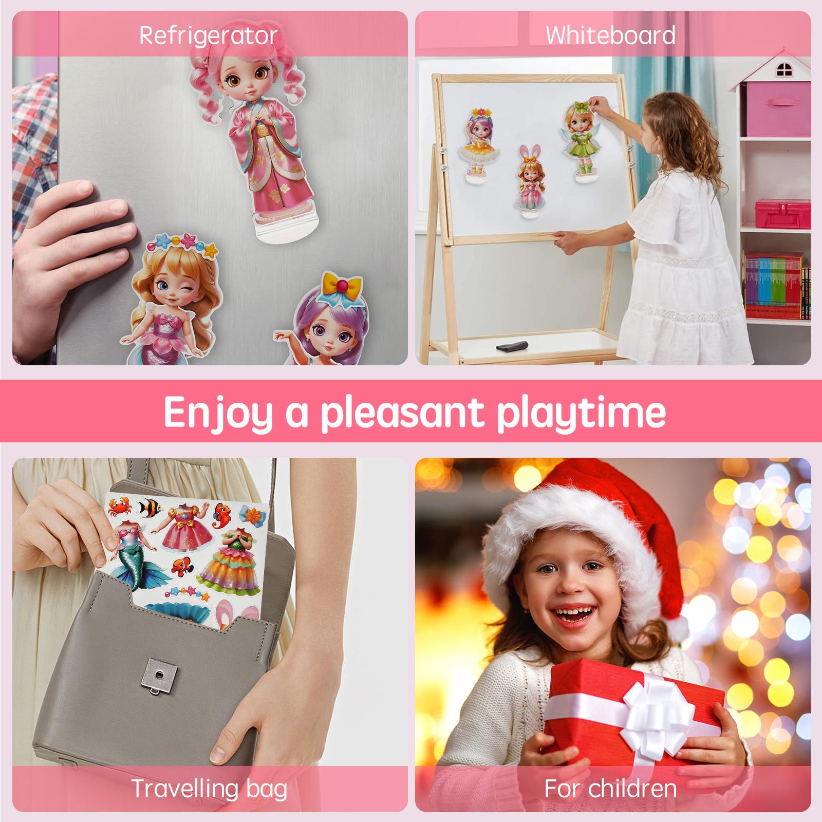 4 комплекта магнитных кукол для девочек в возрасте от 4 до 10 лет. Магнитные бумажные — фото 5