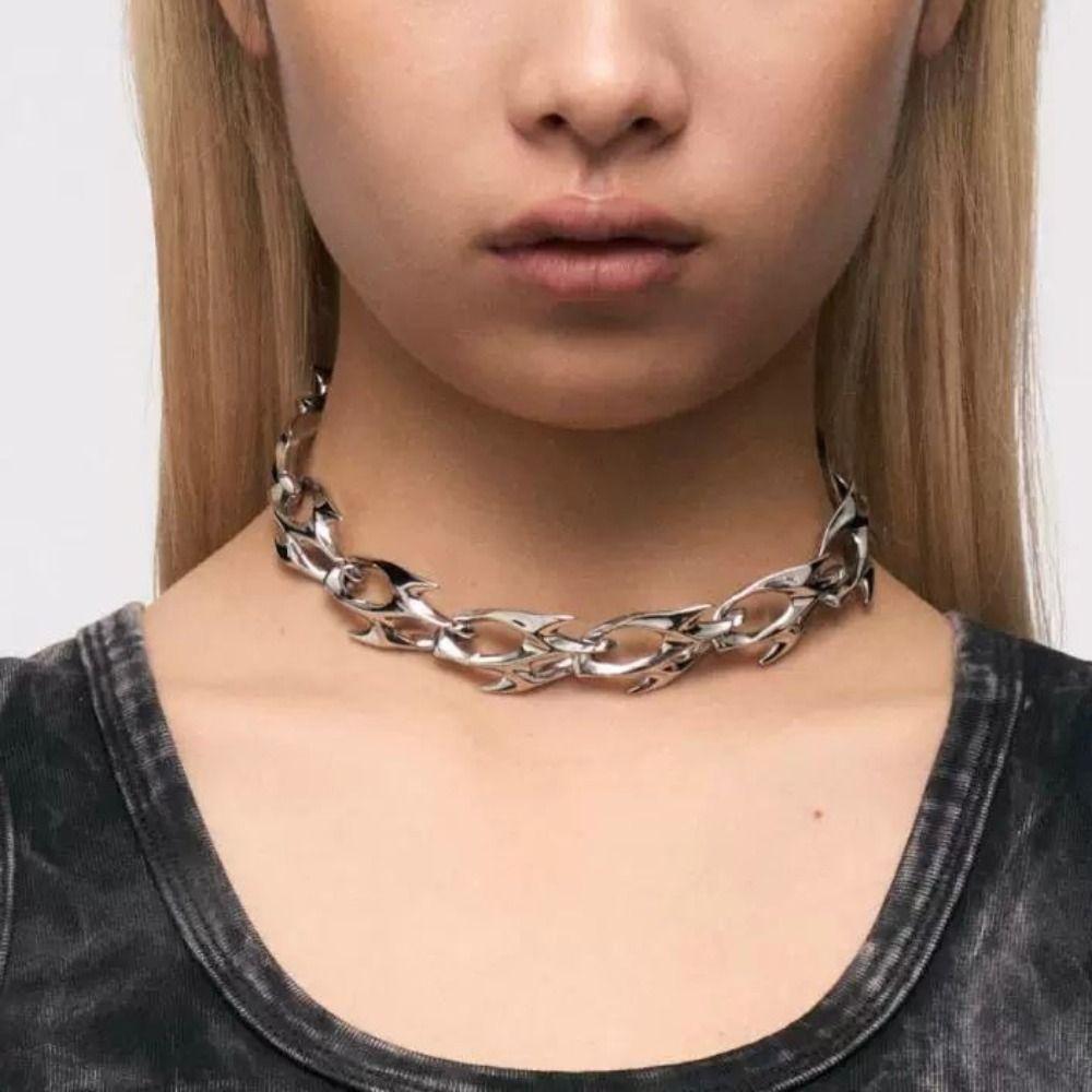 Ręcznie robione Ręcznie robione Łańcuch Design Kolca Punkowy Naszyjnik Modna Biżuteria Biżuteria Mechaniczna Punk Rock
