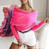 Autumn/Winter 2026 V-Neck Cross Multicolor Sweater: Trendy Off-Shoulder, Scarf Style, 8 Colors, Multiple Ways To Wear.