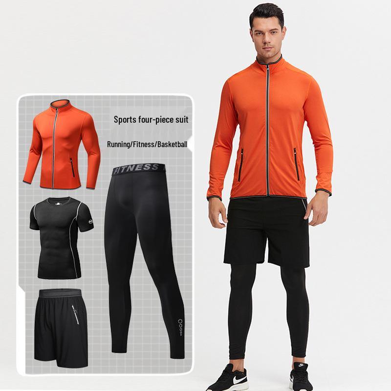 Outdoor Men's Quick-Dry Two-Piece Running Suit for Spring and Autumn.