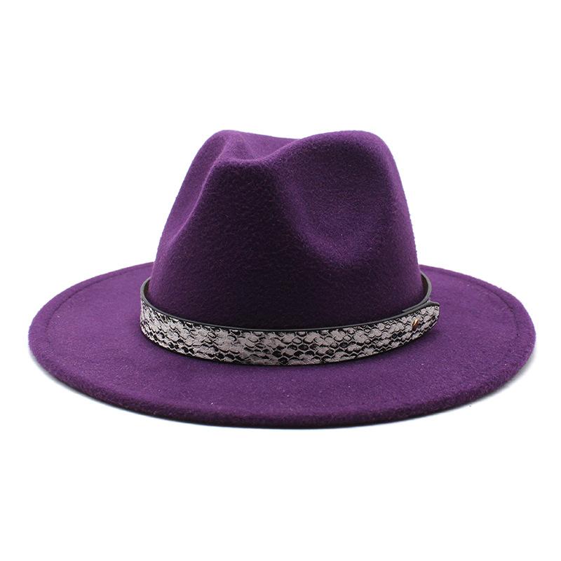 Seasonal White Big Eaves Hat Flat Edge Top Hat Men'S And Women'S Woolen Jazz Hat Lmn173