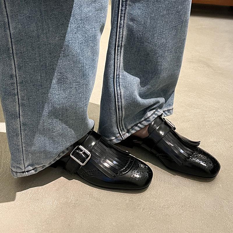 Fashion 2025 NEW Summer Mules Women Sandals Shoes for Women Square Toe Low Heel Women Slippers Cover Toe Slingback Tassels Sandals