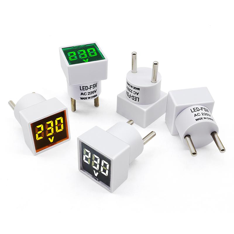 AC 220V LED Digital Display Voltage Measurement Monitor EU Plug Square Voltmeter