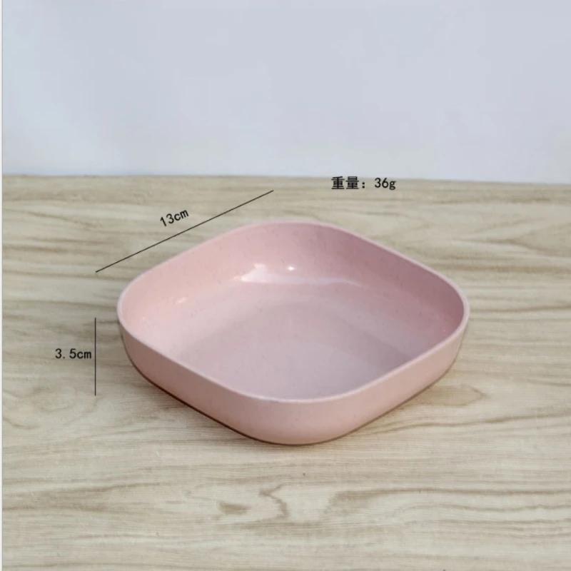 Wheatgrass Tableware Set Portable Tableware Plate Set Picnic Tableware Bowl Plate Set Environmental Plate Plastic