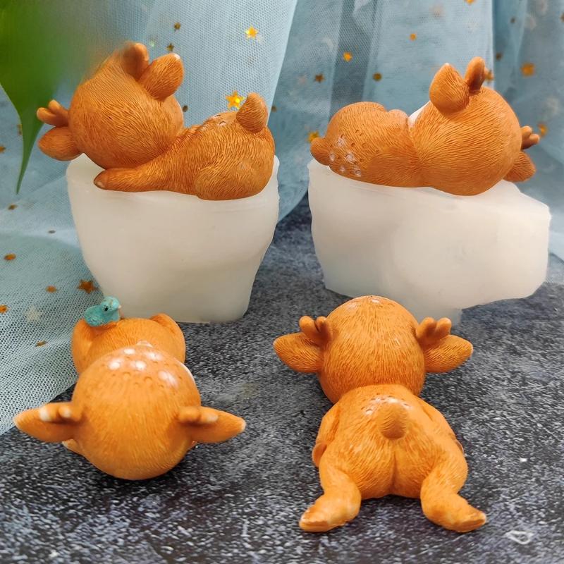 Sika Deer Silicone Mold DIY Creative 3D Fawns Christmas Candle Soap Making Animal Clay Decorative Tools Mastic Gypsum Ornaments
