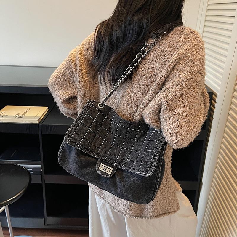 Denim Bag Women's Fashion Large Capacity Chain Shoulder Bag High-end Sense Lazy Wind Commuting Versatile Underarm Bag