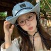 Lightweight Western Cowboy Hat Wide-Brimmed Sun Protection Basin Cap Denim Bucket Hat  Travel