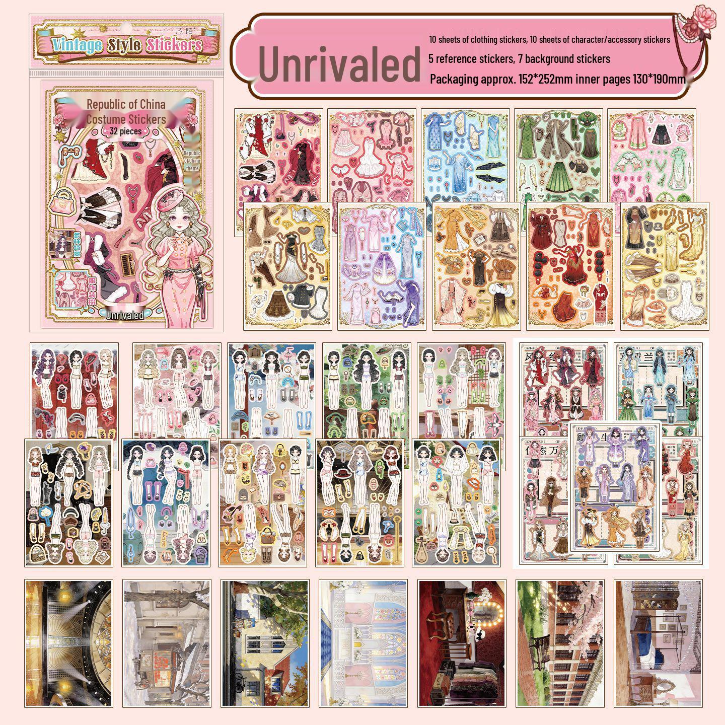 Xin Mo Guang Girl Republic of China Ancient Costume Stickers: Creative Dress-up Journal Material