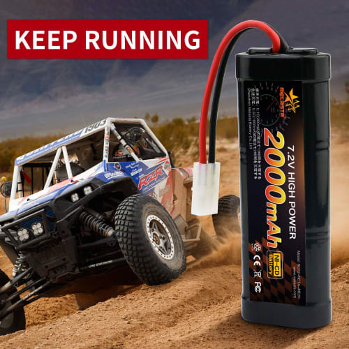 Melasta 7.2V RC NiCd Battery, High-Capacity 2000mAh, with Tamiya Compatible Discharge Connector, Replacement for Various RC Cars, Ports, and Racing Ca