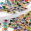 10pcs Glass Heart Pendants Base Stainless Steel Double Hole Colorful Crystal Charms Connector for DIY Necklace Jewelry Makings