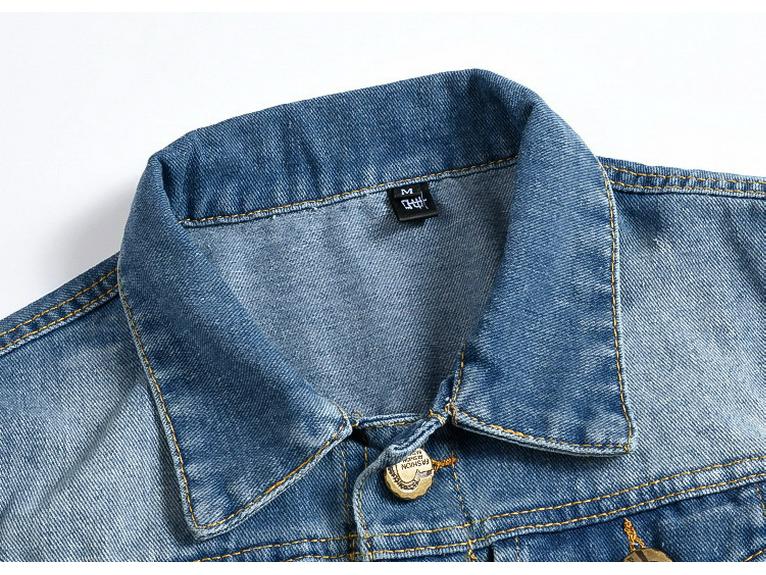 Pánská světle modrá motocyklová vesta s denimovým vzorem - korejský styl, velká velikost