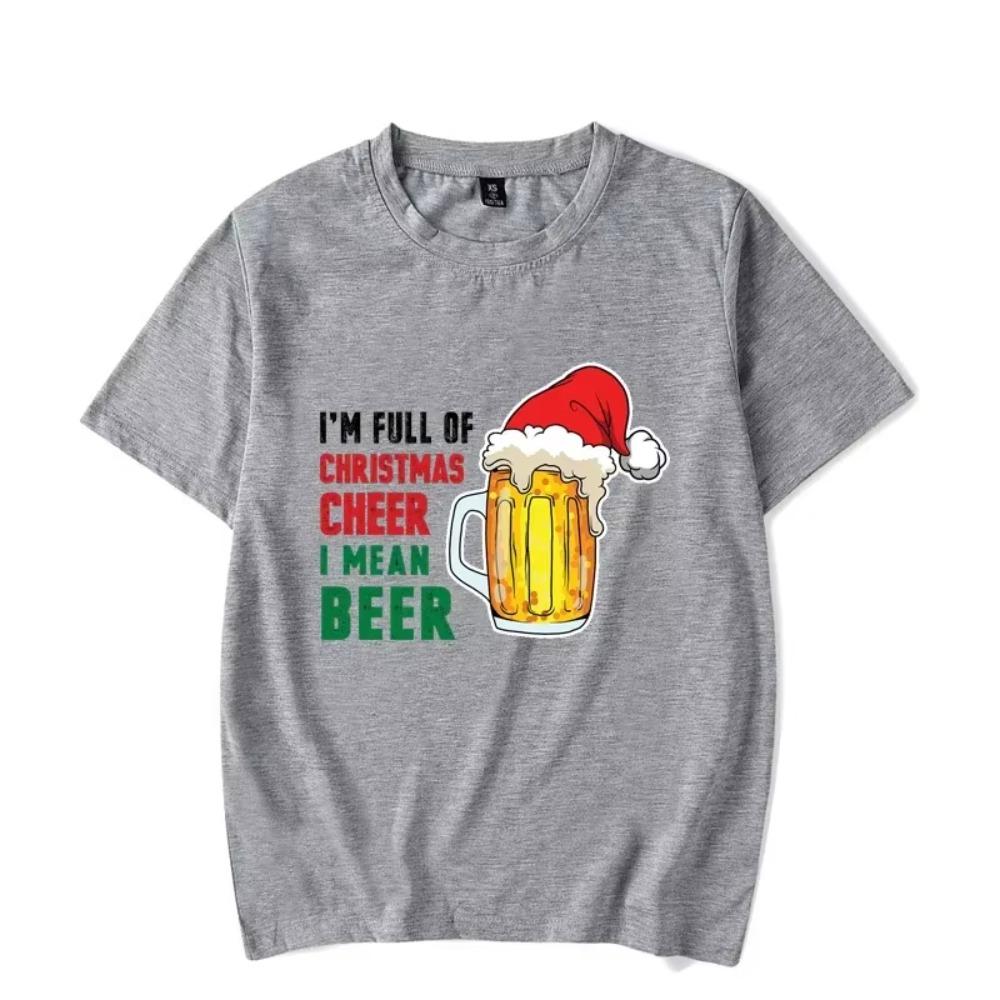 I'm Full of Christmas Cheer I Men Beer Funny Male Ladie T-shirt Casual Basis O-collar Black Shirt Short Sleeve T-shirt,Drop Ship