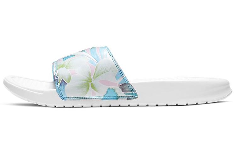 

Nike Benassi Jdi Floral Flowers White Blue Slippers White Blue Women s 618919-115 35.5