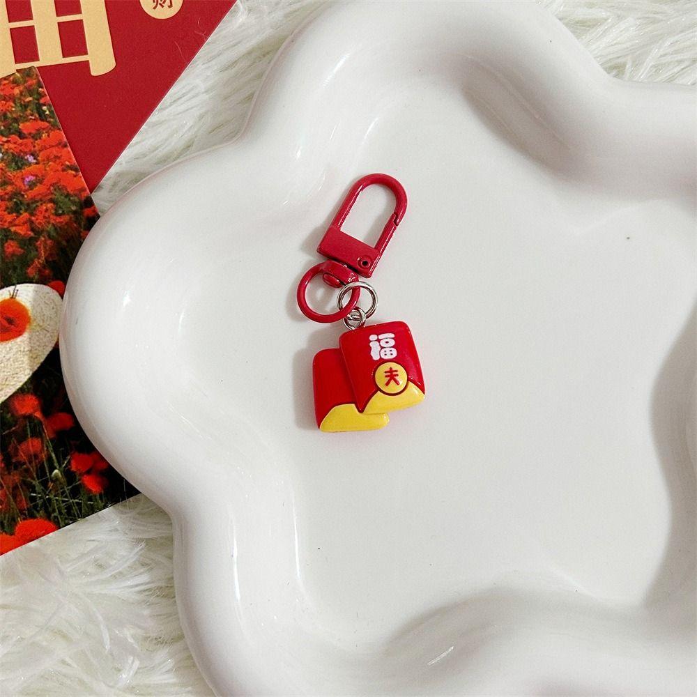 Lucky Bag Lunar New Year Keychain Red Packet Tanghulu Key Chain Fashion Red Lantern Keyring  Unisex