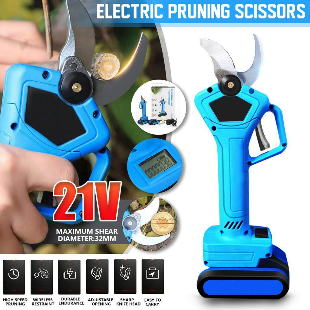 

Беспроводные электрические аккумуляторные ножницы-секатор 21 В для обрезки деревьев и сада, инструмент для обрезки ветвей с 2 литий-ионными аккумуляторами 220 В