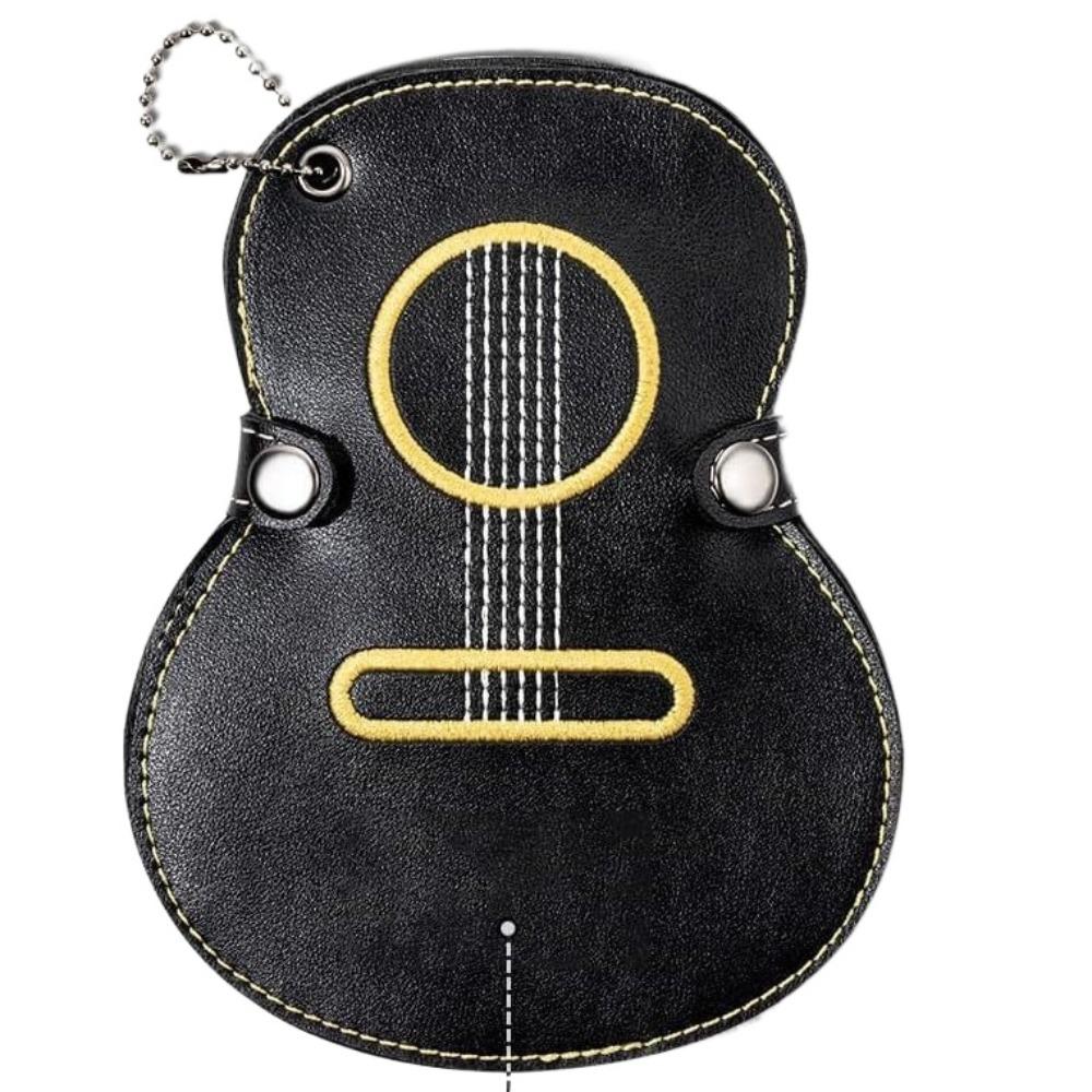 

Guitar Shaped Guitar Plectrums Bag Leather Guitar Pick Clip Gift Guitar Pick Holder Bag Electric чёрный