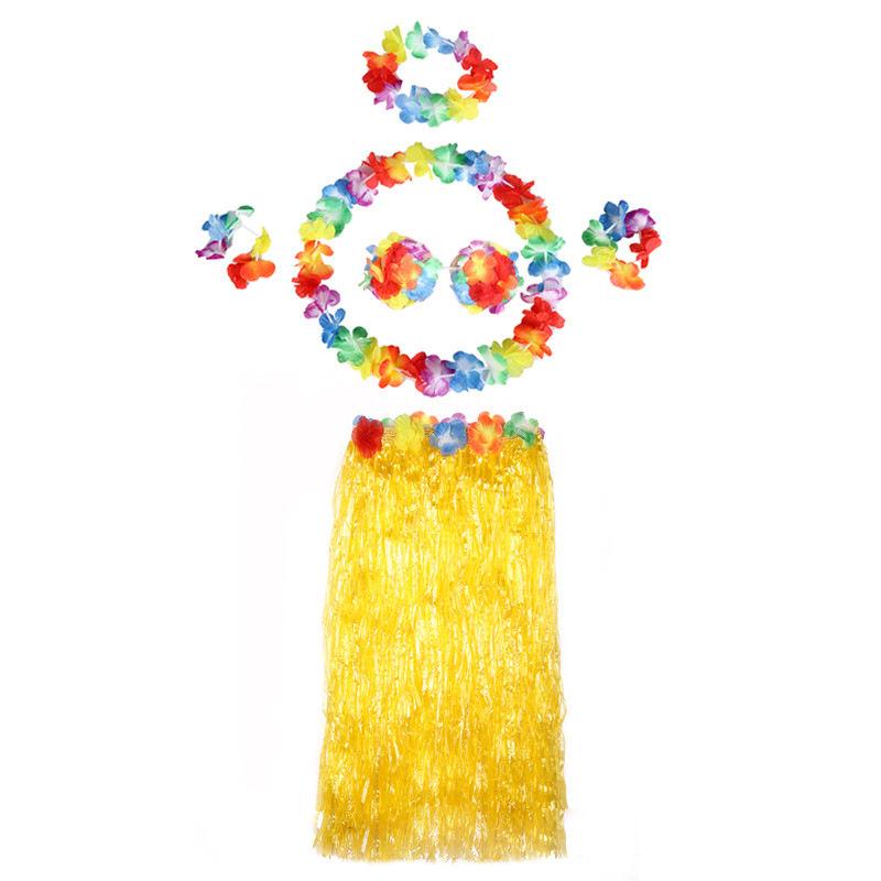 80cm Hawaiian Hula Skirt Set: Single/Double Layer for Children & Adults – Perfect for Performances & Seaweed Dance