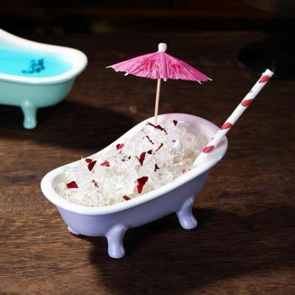 Ceramic Mini Bathtub Bowl for Ice Cream Dessert Porcelain Mixing Bowl Seasoning Dish Tiki Cocktail  Cups