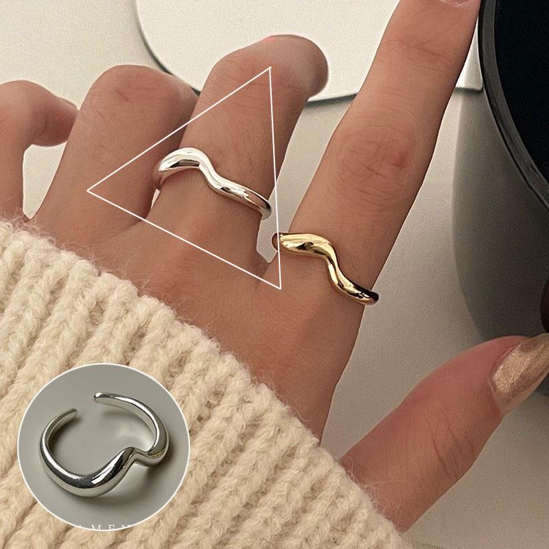 Geometric High-Polish Criss-Cross S925 Silver-Plated Open Ring - Women's Stackable Index Finger Jewelry