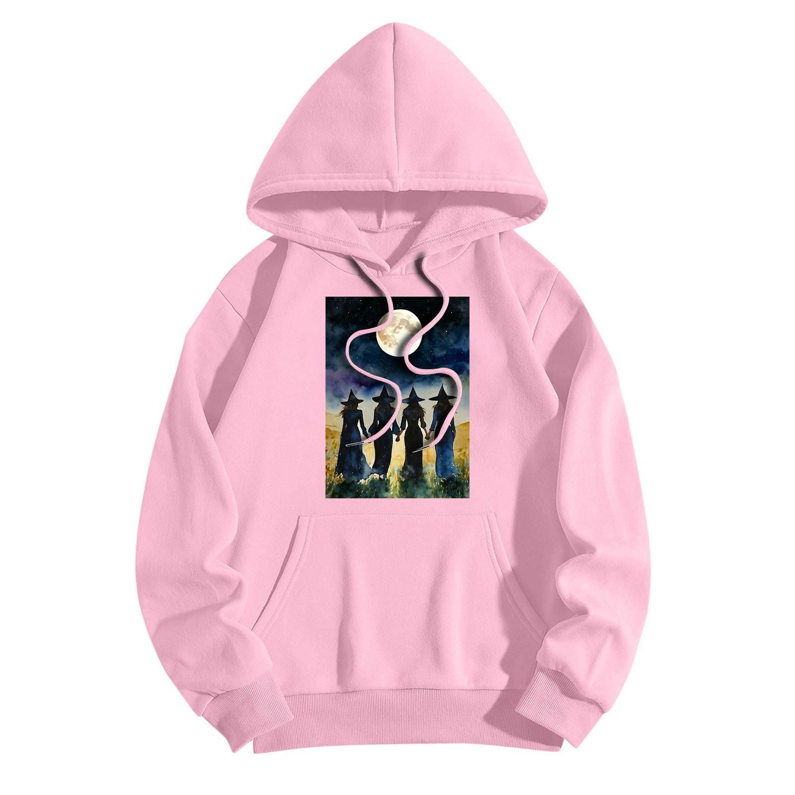 Женская модная повседневная толстовка с капюшоном и принтом ведьмы на Хэллоуин — фото 6